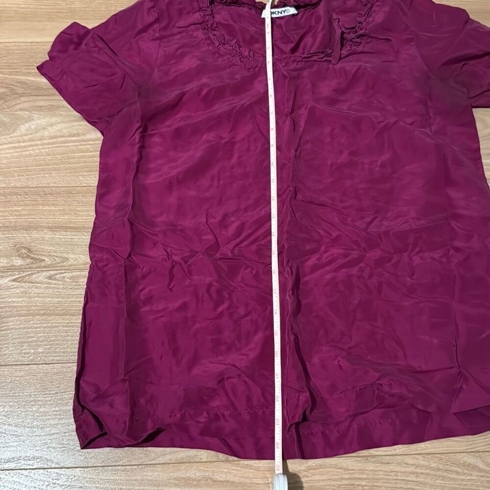 Vintage DKNY 100%‎ Silk Blouse Purple Top Size Medium - Picture 6 of 9